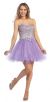 Strapless Floral Lace Bust Tulle Short Party Prom Dress in Lavender/Nude